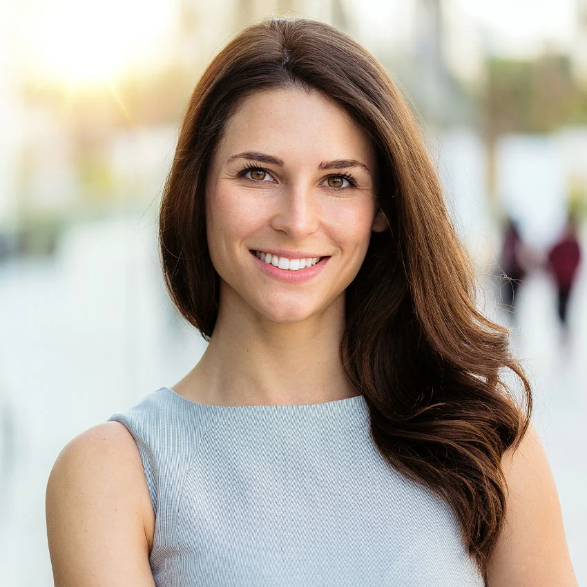 Patient with beautiful smile  after dental treatment in West Hollywood, CA